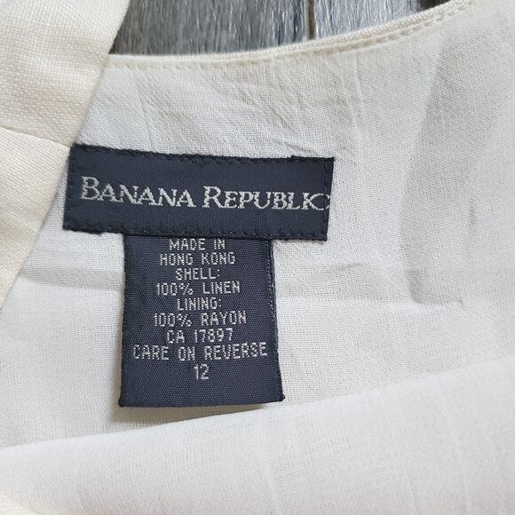 Banana Republic Linen Dress White Ivory Eyelet Sleeveless Whimsy Fairy Coastal - Picture 4 of 9